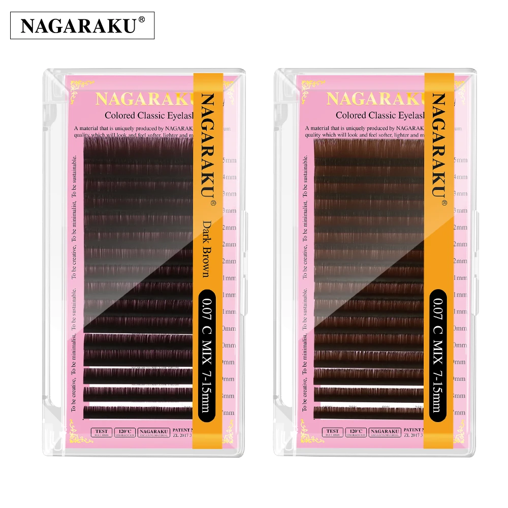 NAGARAKU Dark Brown Eyelash Extension N L Curl Makeup Individual Classic Eyelashes Soft Natural Mink