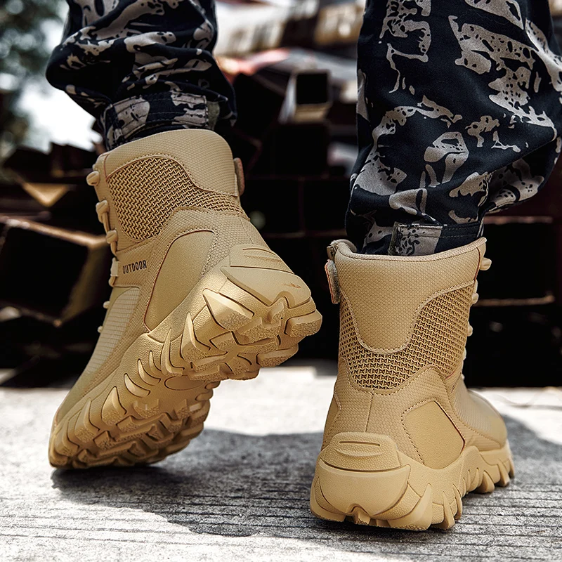 Upgraded Tactics Combat Training Boots Male Outdoors Camping Anti-wear Rapid Response Hiking Shoes Fishing Hunting Sneakers Men