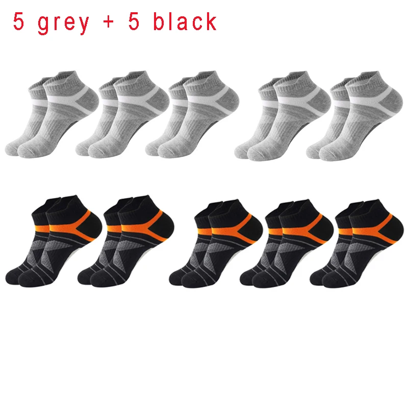5 Paar hochwertige Socken für Herren, Sommer, Outdoor, lässig, Baumwollsocken, kurze, atmungsaktive schwarze Söckchen, Laufen, Sportsocken, Größe 38–45