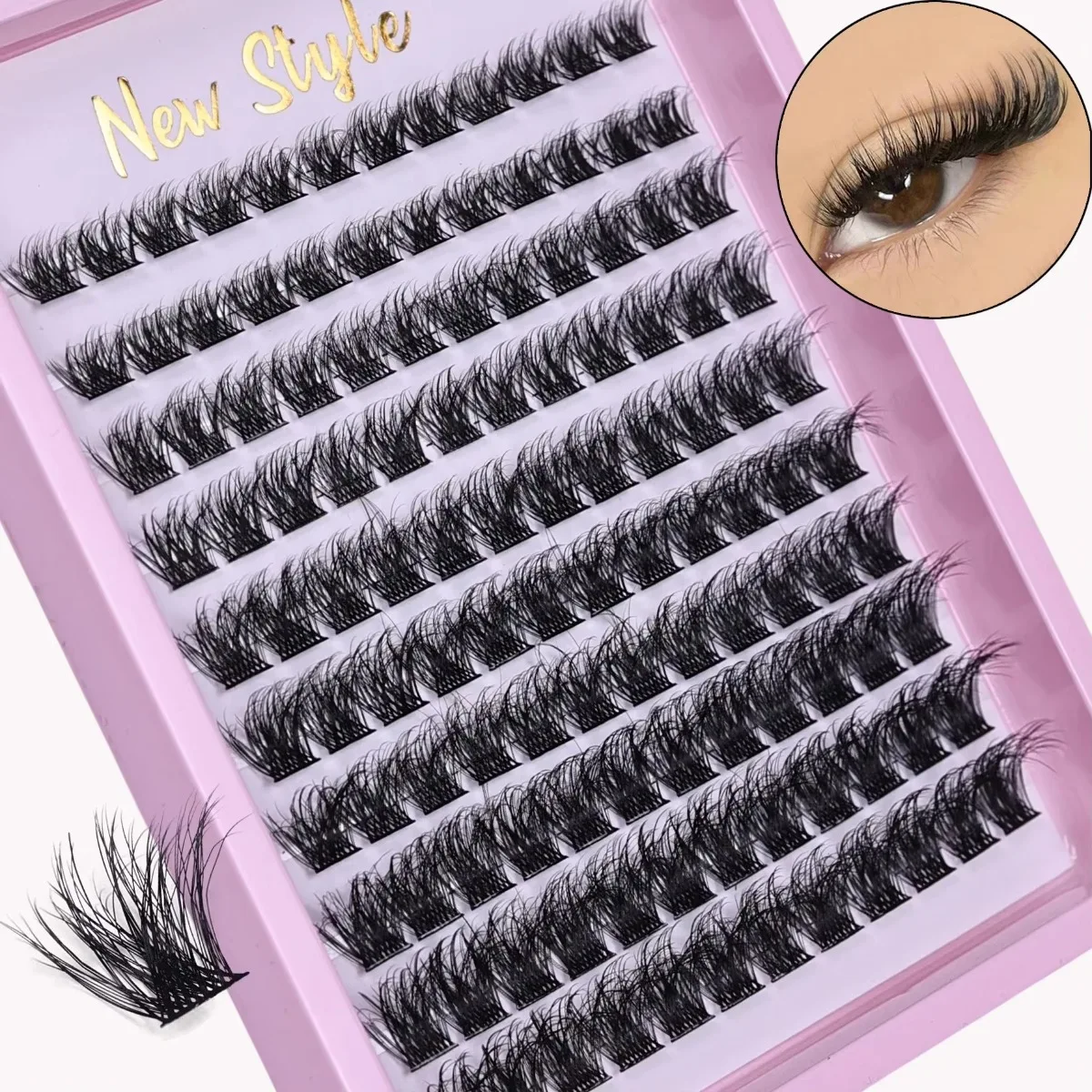 Weiche, flauschige D-Curl Cluster-Wimpern, 120 Stück, 10-16mm gemischte Wispy Einzelwimpern, wiederverwendbare Make-up-Tools für den täglichen Gebrauch – Detail 1