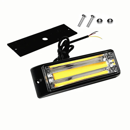 Imagen 2 del producto Luz de advertencia estroboscópica COB para coche, rejilla LED, luces de baliza de emergencia intermitentes, lámpara de señal de Flash amarilla lateral para camioneta, 12 ~ 24V