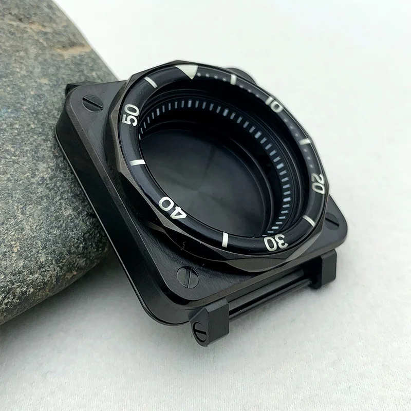 SKX007 Square NH35 Watch Cases Matte Black Fits NH35 NH36 7S26 4R Movement for SKX007 Style Pilots Cockpit Diving Watch Case