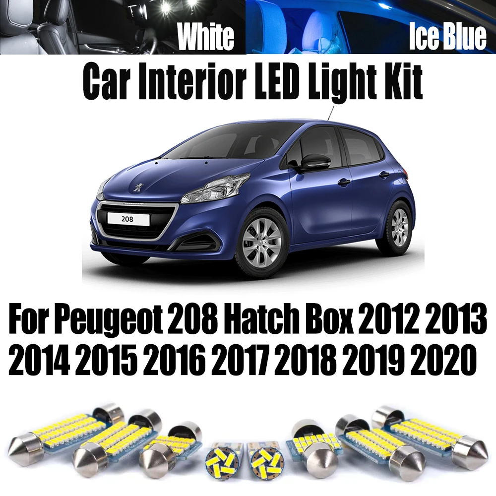 16Pcs Canbus LED Interior Trunk Vanity Mirror Light Kit For Peugeot 208 Hatch Box 2012- 2016 2017 2018 2019 2020 Map Dome Bulbs