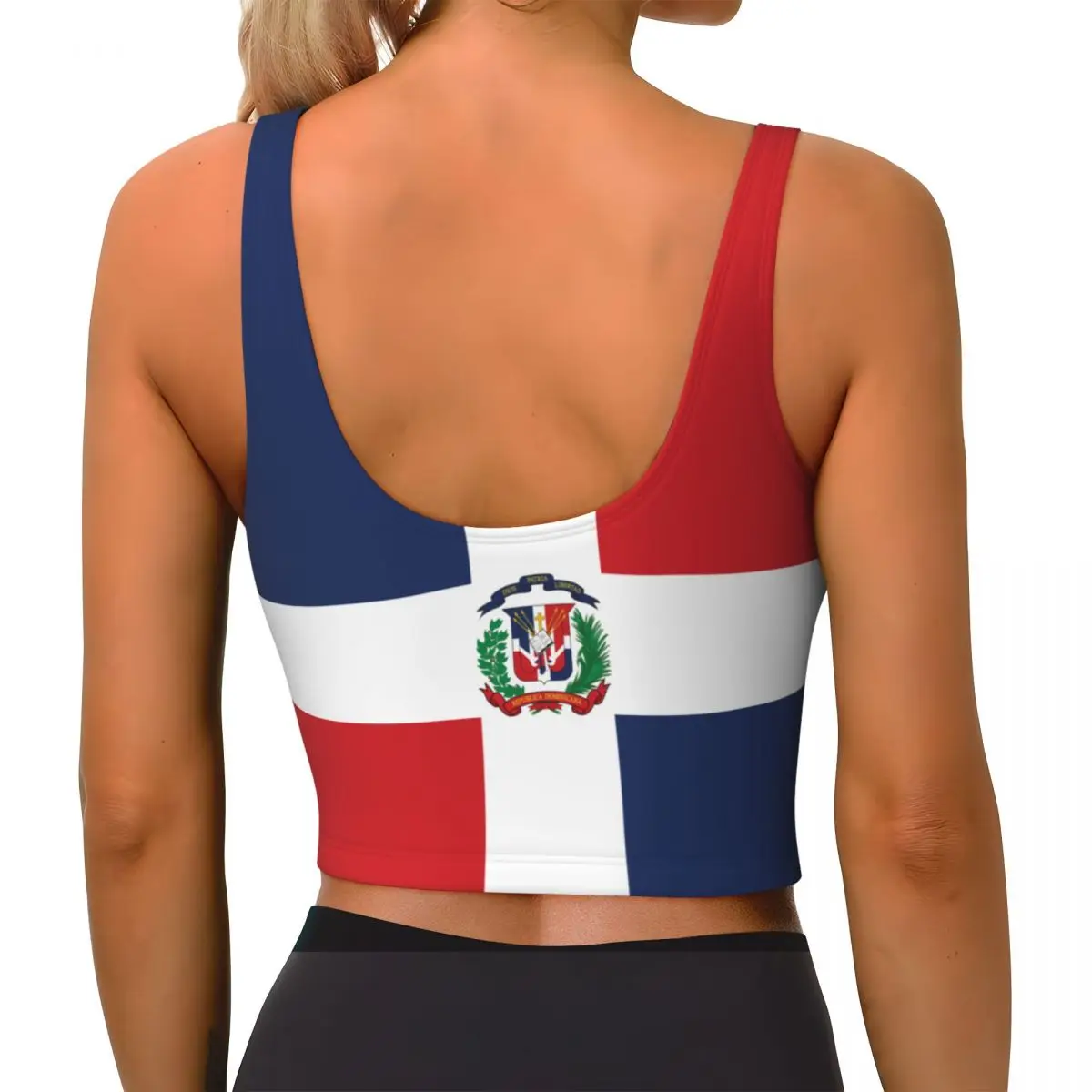 Yoga Vest Women Gym Sports Crop Tops Dominican Republic Flag Streetwear Workout Breathable Tank Top Female