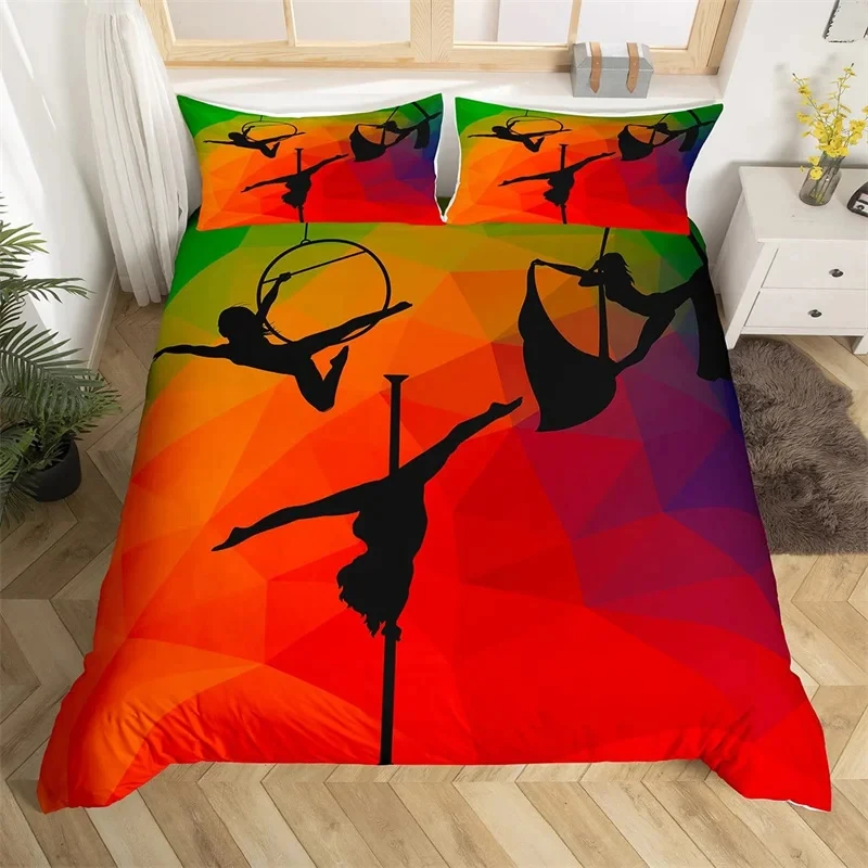 Girly Gymnastic Sport Duvet Cover Polyester Dreamy Starry Sky Galaxy Bedding Set Twin King For Dancer Romantic Rose Quilt Cover