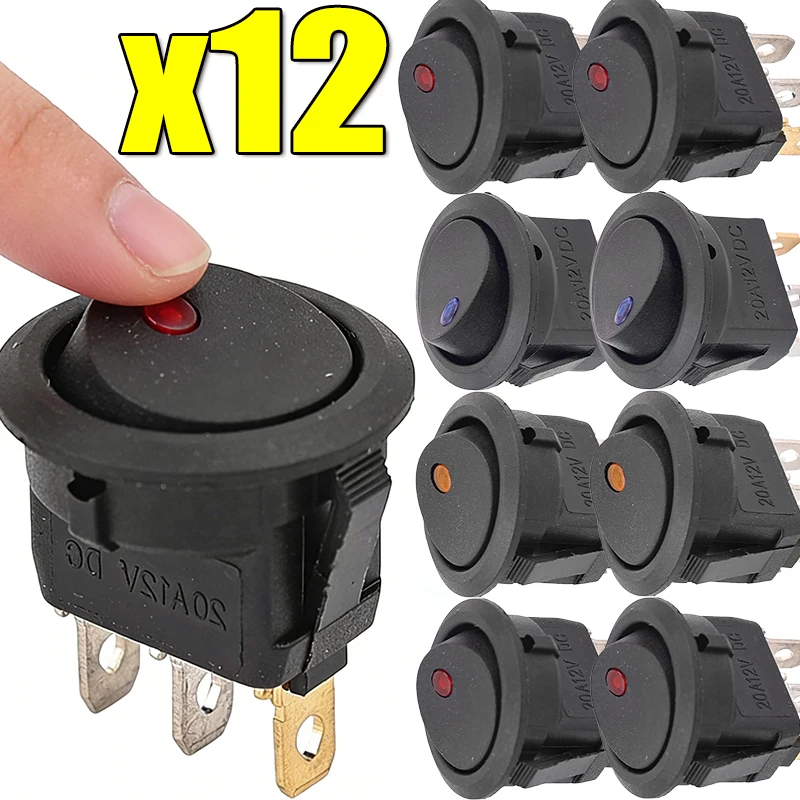 For Car Van Truck on Off Rocker 3 Pin 2 Position Switch Led Fog Light Lamp Symbol Fit Car Truck DC 12V 20A ABS 1/3/12pcs
