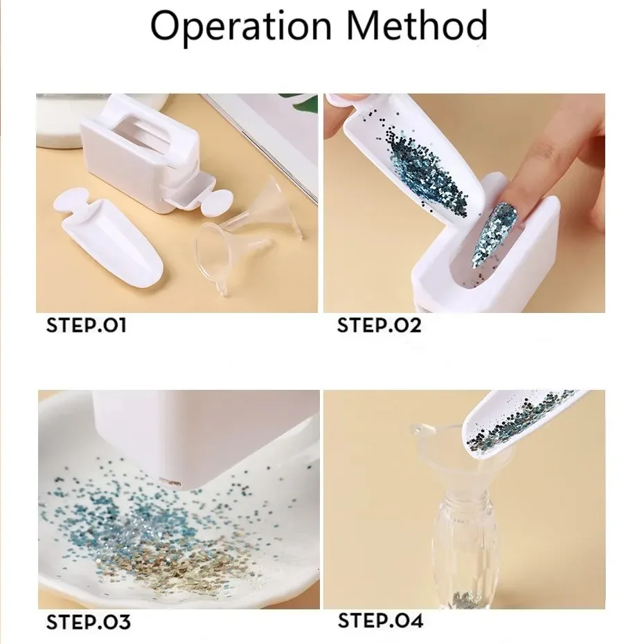 Boîte de recyclage de poudre de paillettes pour ongles, outil pour ongles,support de conteneur de strass à paillettes image 6