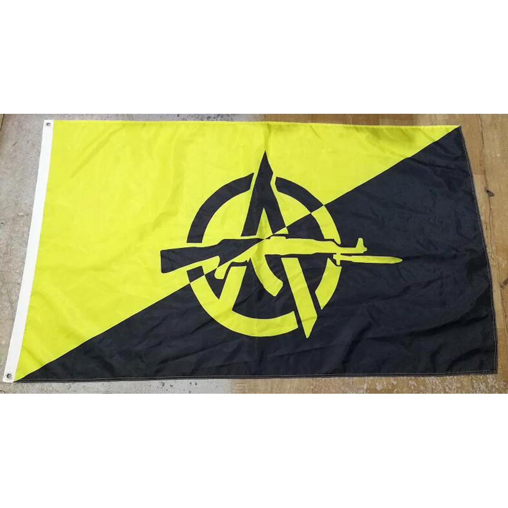 3x5FT Custom Anarchy Flag Banner HALF YELLOW HALF BLACK With Activity Hobby Festival History MUSIC PARTY HOME DECORATION