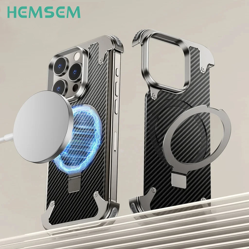 

Магнитный чехол Magsafe из углеродного волокна для iPhone 14, 15 Pro Max, Аксессуары для мобильных телефонов с защитой от столкновений