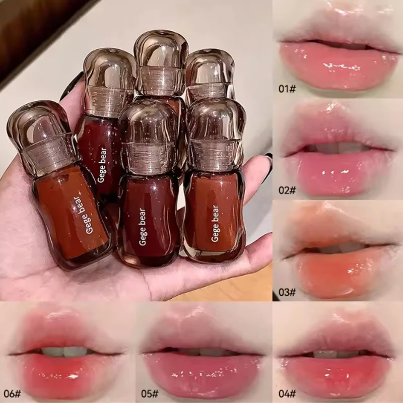 Gege Bear Crystal Gloss Lip Tint — Fórmula hidratante para labios con un brillo espejo, colores vibrantes y un aspecto juvenil.