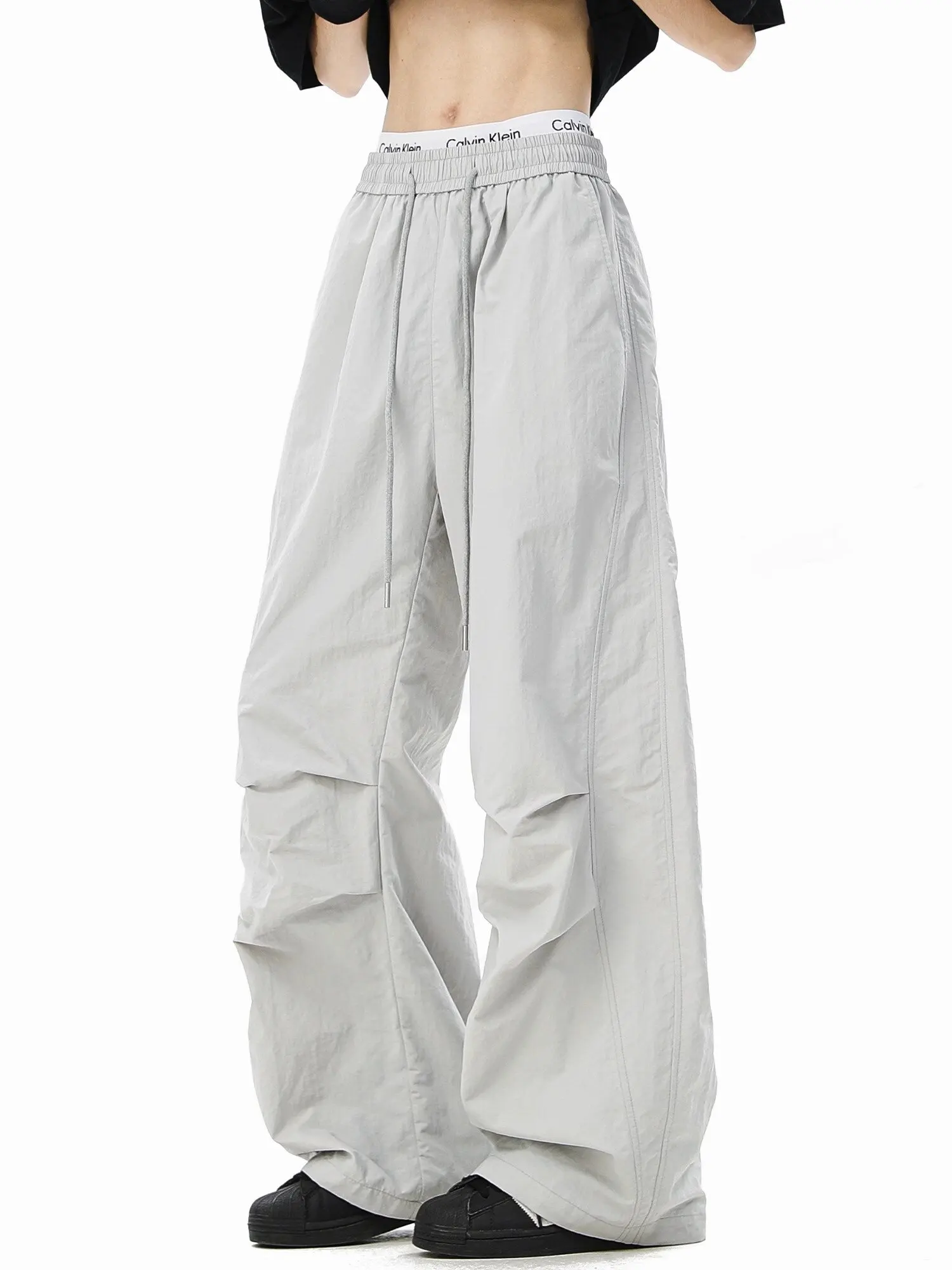 

Folded Workwear Pants Loose Straight Leg Thin Summer Men Women Casual Trousers Qui Dry Cargo Pants Youth Active Sle