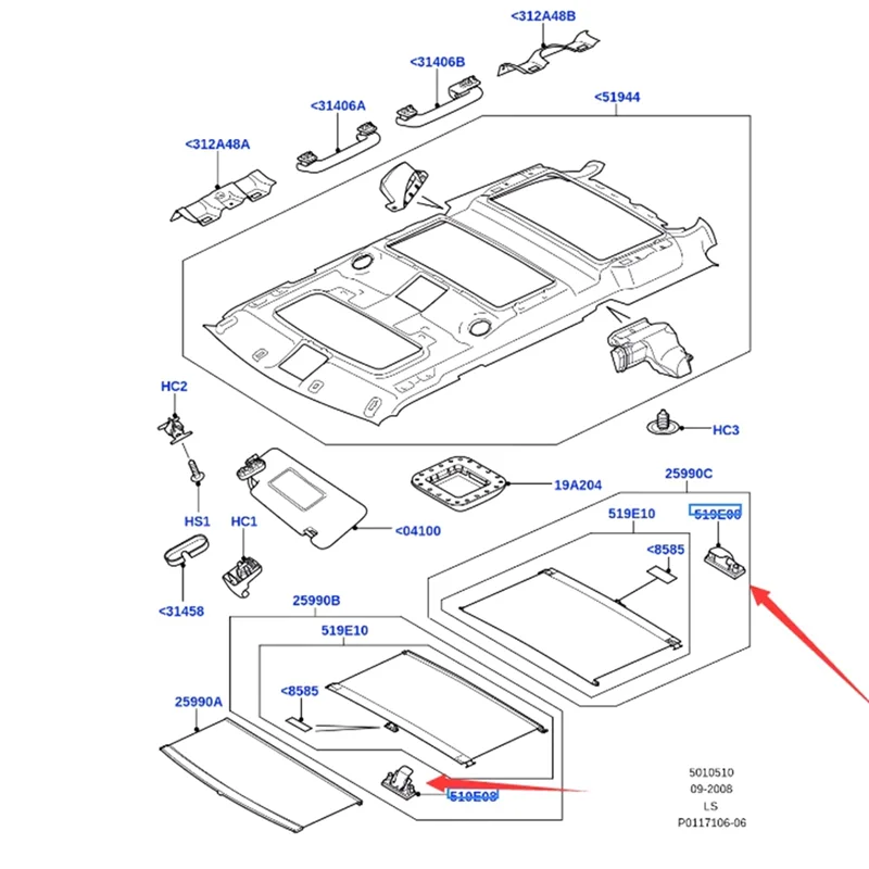 Ingenious-EGT500060LUM فتحة سقف السيارة مشبك مشبك لاند روفر LR3 05-09 LR4 10-16
