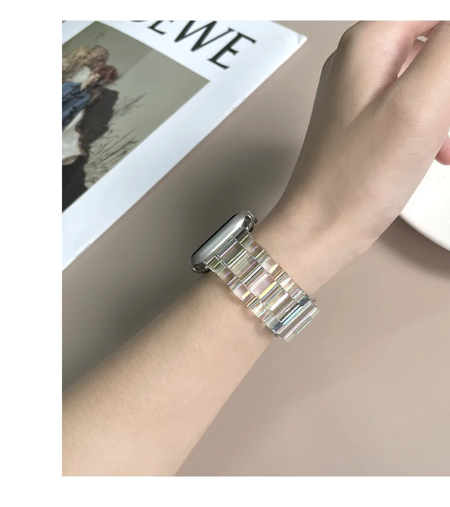 Transparent Laser Acrylic Strap for Apple Watch Band 44mm 45 38 41 42 46 49 40mm Fashion Clear Bracelet for iWatch 10 9 8 7 6 5