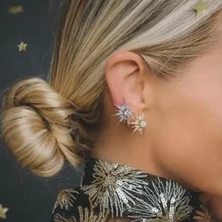 2025 Spikes Punk Sparking AAA Cubic Zirconia Opal Jewelry Stunning Sun Burst Earring Luxury Women Fashion Jewelry