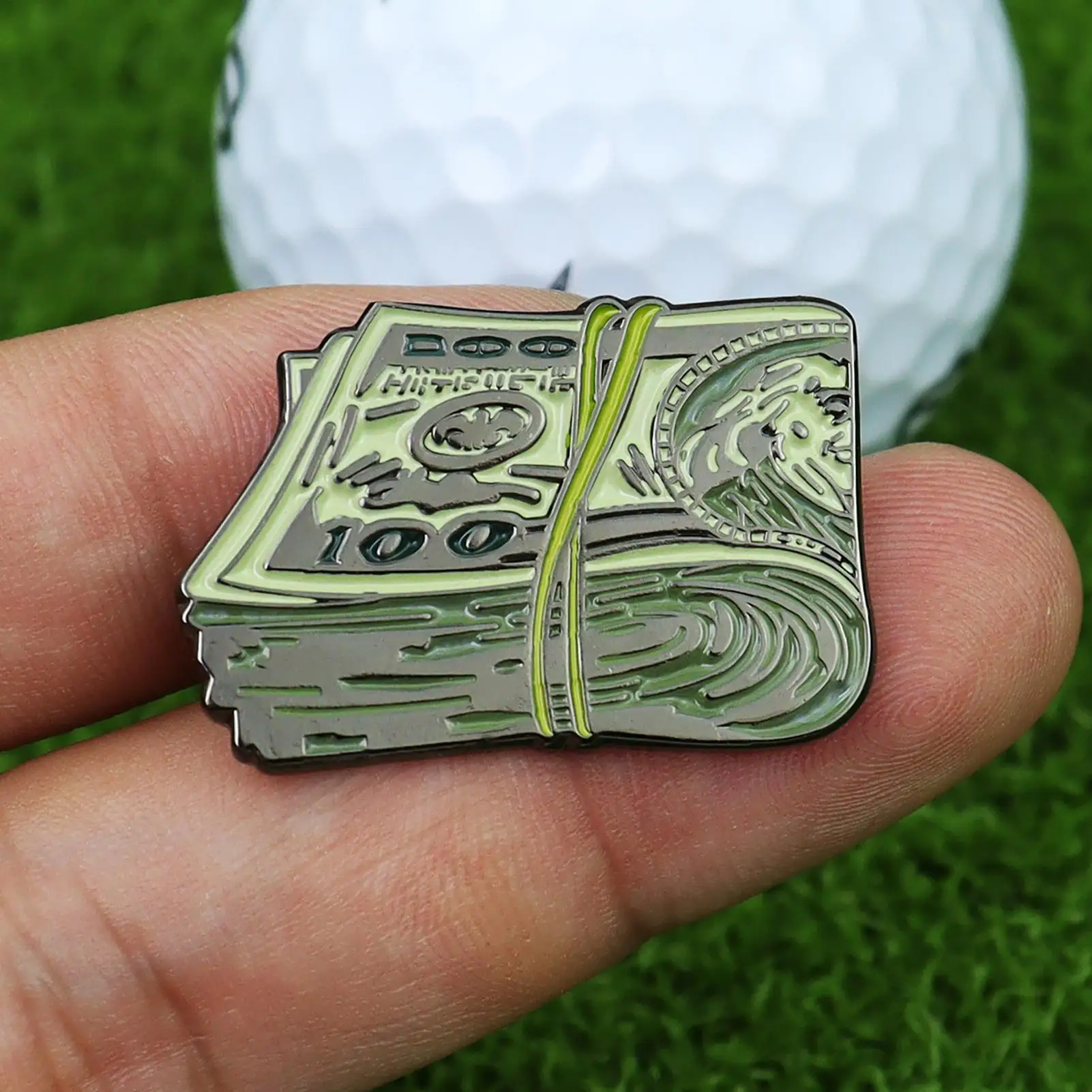 Magnetic Dollar Bill Golf Ball Mark Golf Hat Clip Creative Metal Ball Marker Holder With Caps Clip Golf Accessories Golfer