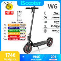 10 Inch W6 Electric Scooter 500W Motor 36V 7.8Ah Battery 25-30km Range Inflatable Tires 3-Speed 35km/h Rear Disc Brake E Scooter