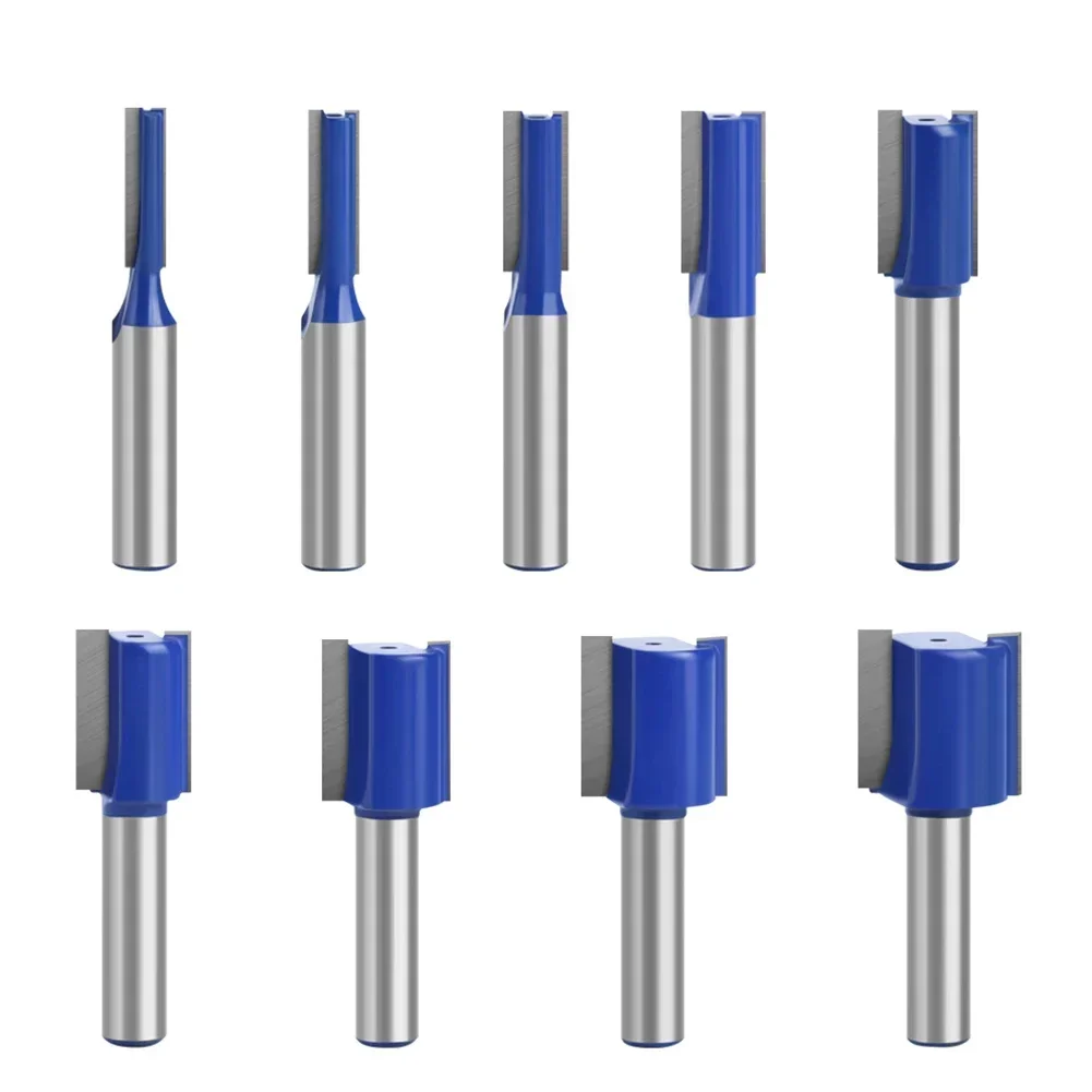 8mm Shank Straight Router Bit Double Flute Wood Milling Cutter Tenon 5/6/8/10/12/14/18/20mm MDF Solid Woodworking Carving Tools