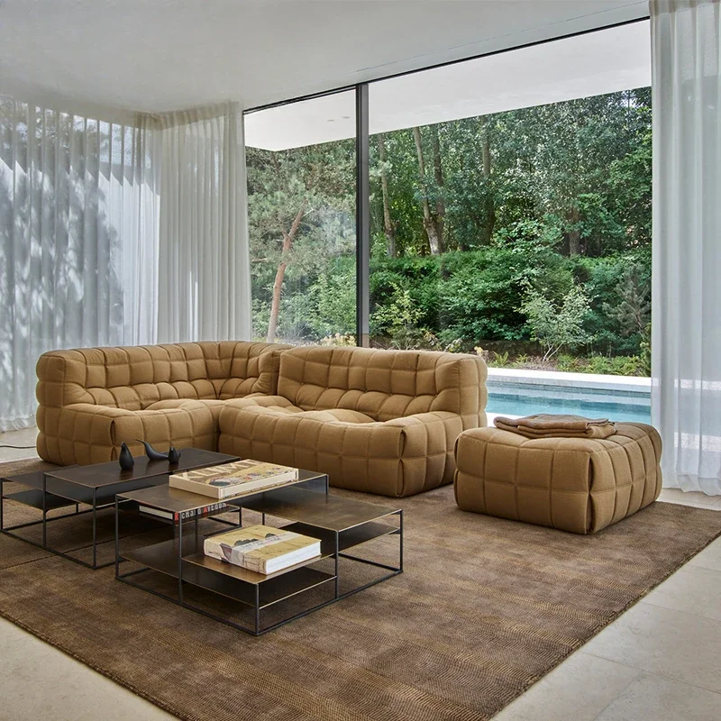 أريكة كسولة من قماش جزيرة الغزلان الإيطالية، غرفة معيشة كلاسيكية، شقة صغيرة، مصمم صف مستقيم لمشاهير الإنترنت #2