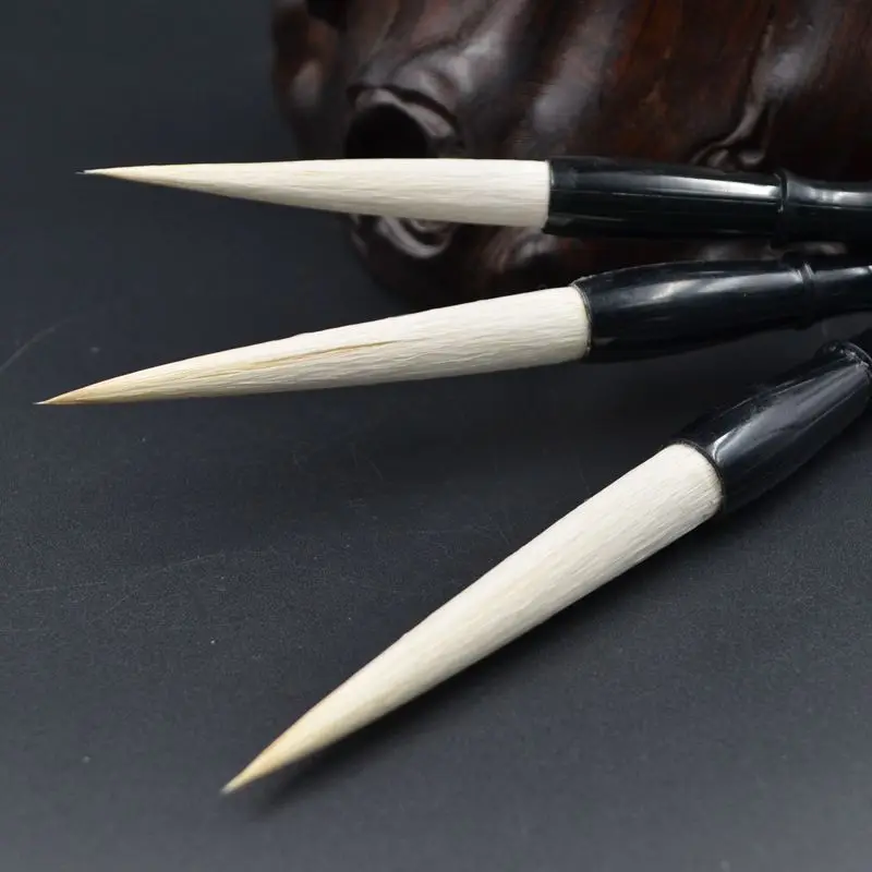 

3 Pcs/set Woolen Hair Calligraphy Brush Chinese Landscape Painting Brush Set Huzhou Long Hair Fine Line Painting Brush Pen