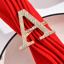 6 / PCS new diamond inlaid English letter napkin ring Napkin Ring Hotel Restaurant towel buckle ornaments free of shipping