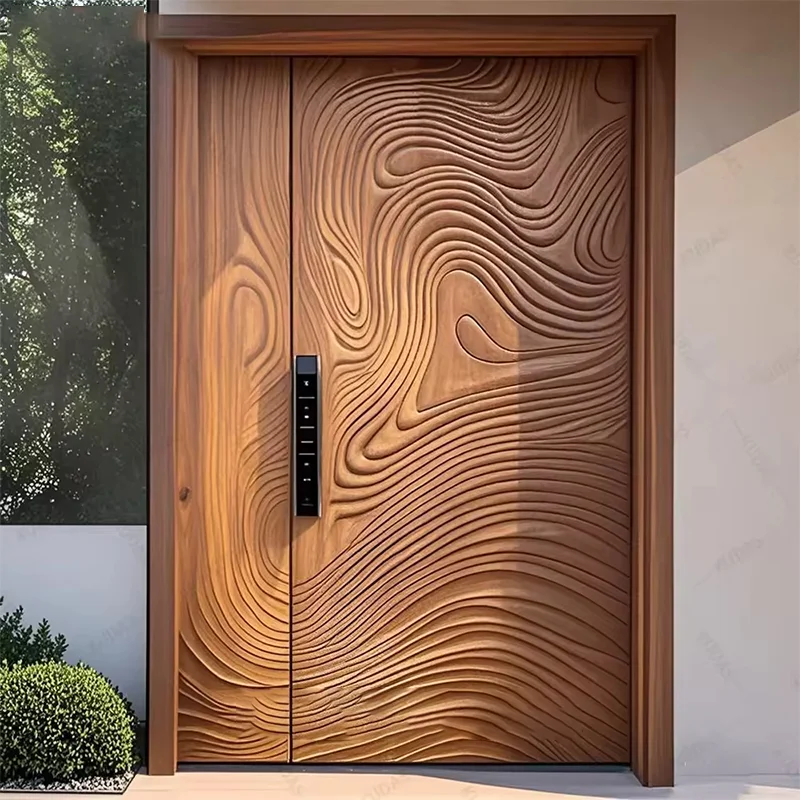 Luxury modern carved wood wood solid wood exterior house front door rear modern design
