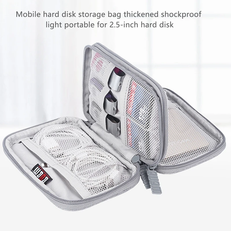 For Portable Double-Layer Storage Bag For Ipad Mini Kindle Cable, Charger, Mobile Phone Headset And SD Card