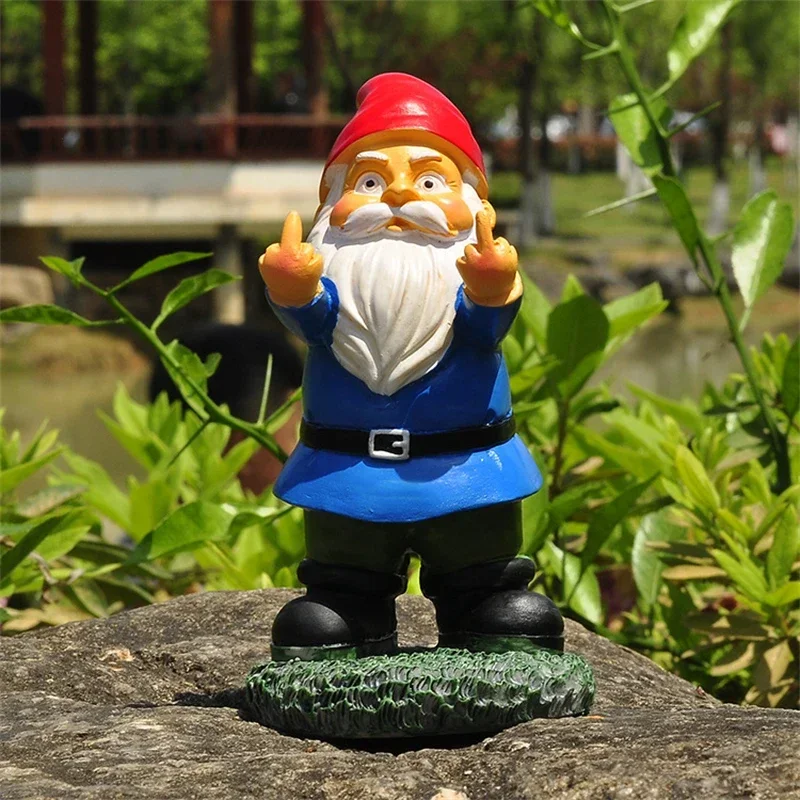 Fun White Beard Dwarf Sculpture Outdoor Garden Elf Statue Creative \