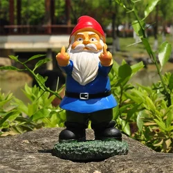 Fun White Beard Dwarf Sculpture Outdoor Garden Elf Statue Creative 