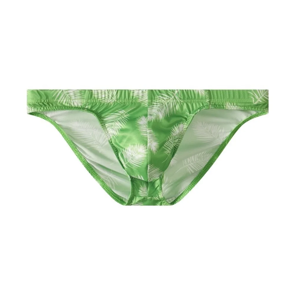 Simple Low Waist Men Briefs Stretch Soft Palm Leaves Pattern Panties Breathable Fashion Underwear Gifts