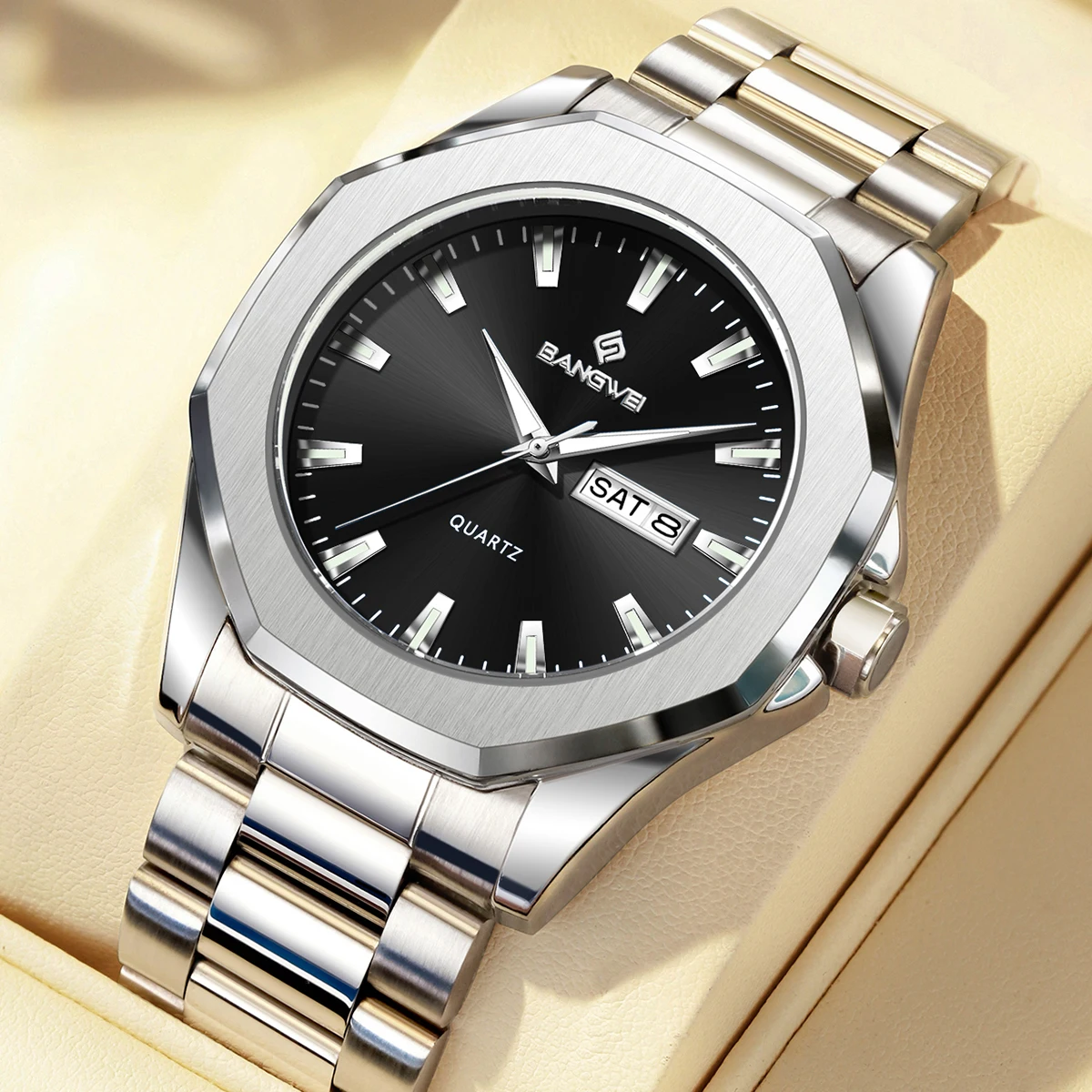 

BANGWEI 2026 mens wristwatch simple men's watch quartz male watch waterproof luminous date military men sports watches reloj+BOX