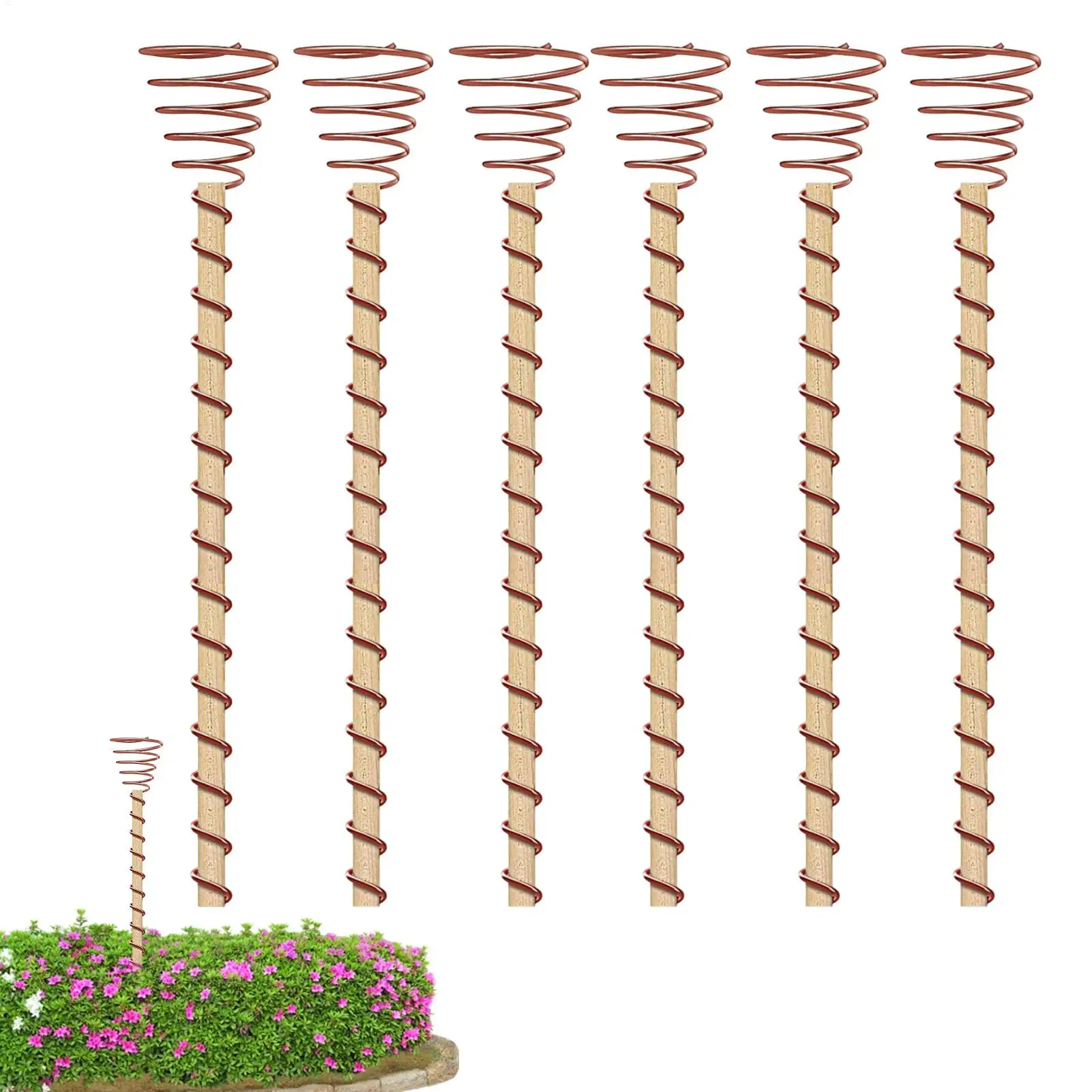 6PCS Copper Plant Stakes 12Inch Electroculture Copper Coil Antennas Garden Tools for Plants Fruits Vegetables Growth