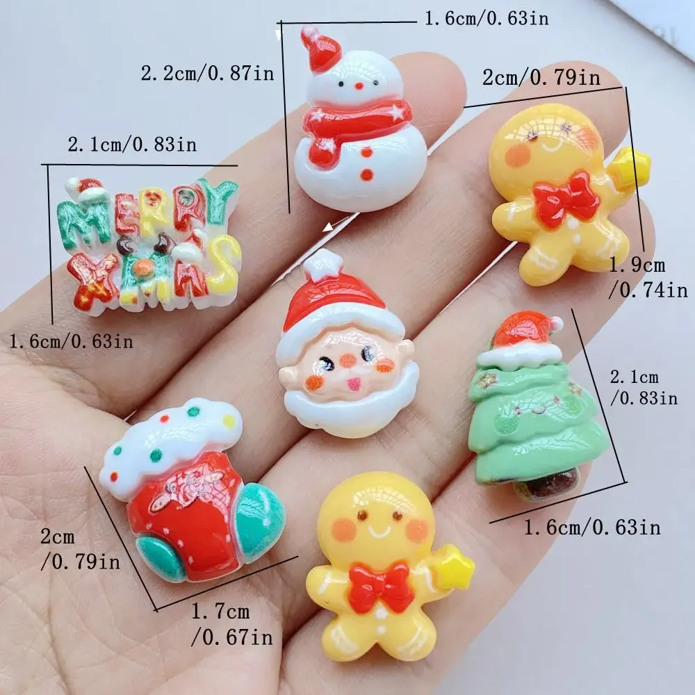 10PCS Resin Cartoon Santa Claus snowman cookie man, Christmas tree Flat Back Home Decor DIY Scrapbook Crafts Jewelry Accessories