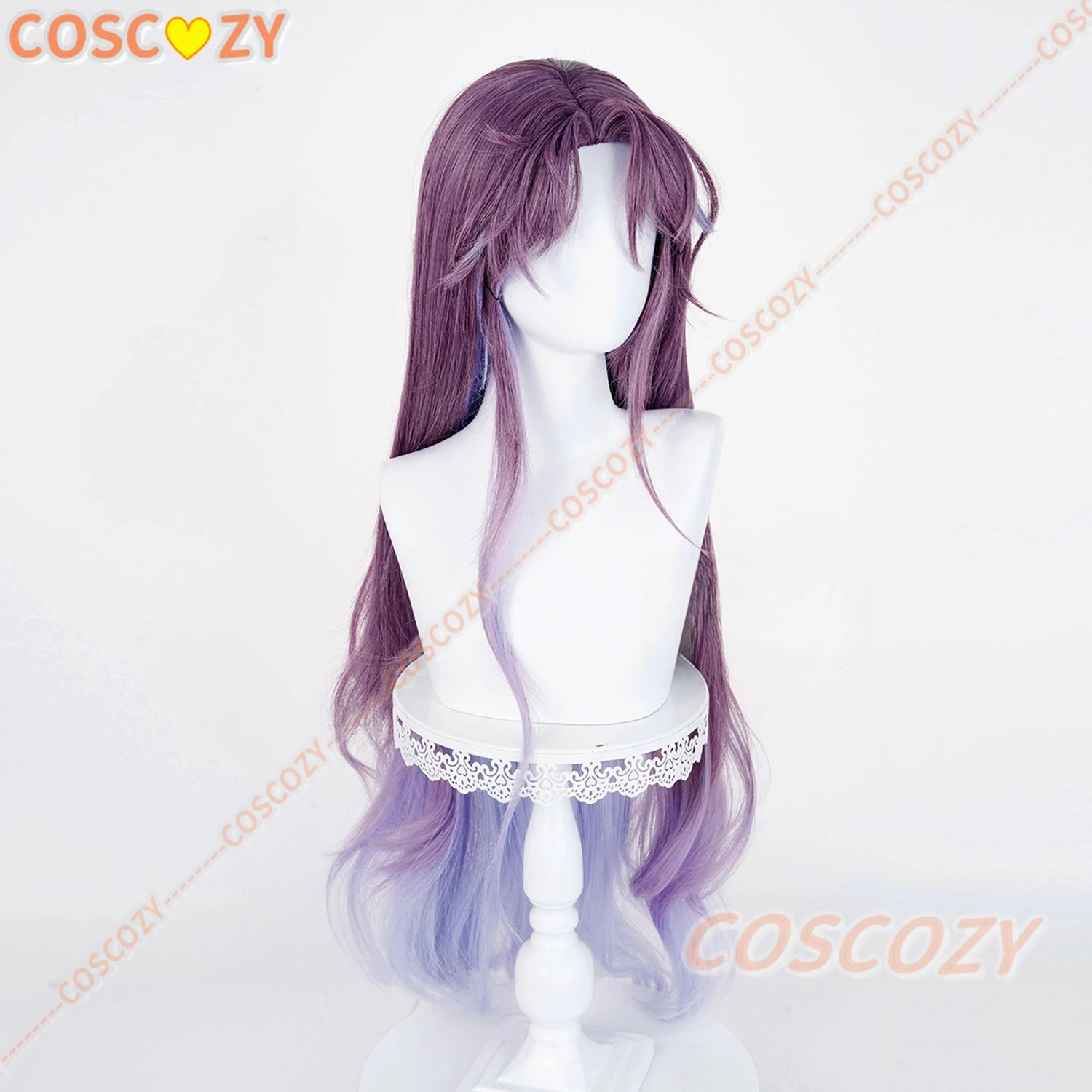 Amor e espaço profundo rafayel peruca cosplay roxo azul gradiente longo cabelo ondulado resistente ao calor perucas das mulheres dos homens submerso elipse festa