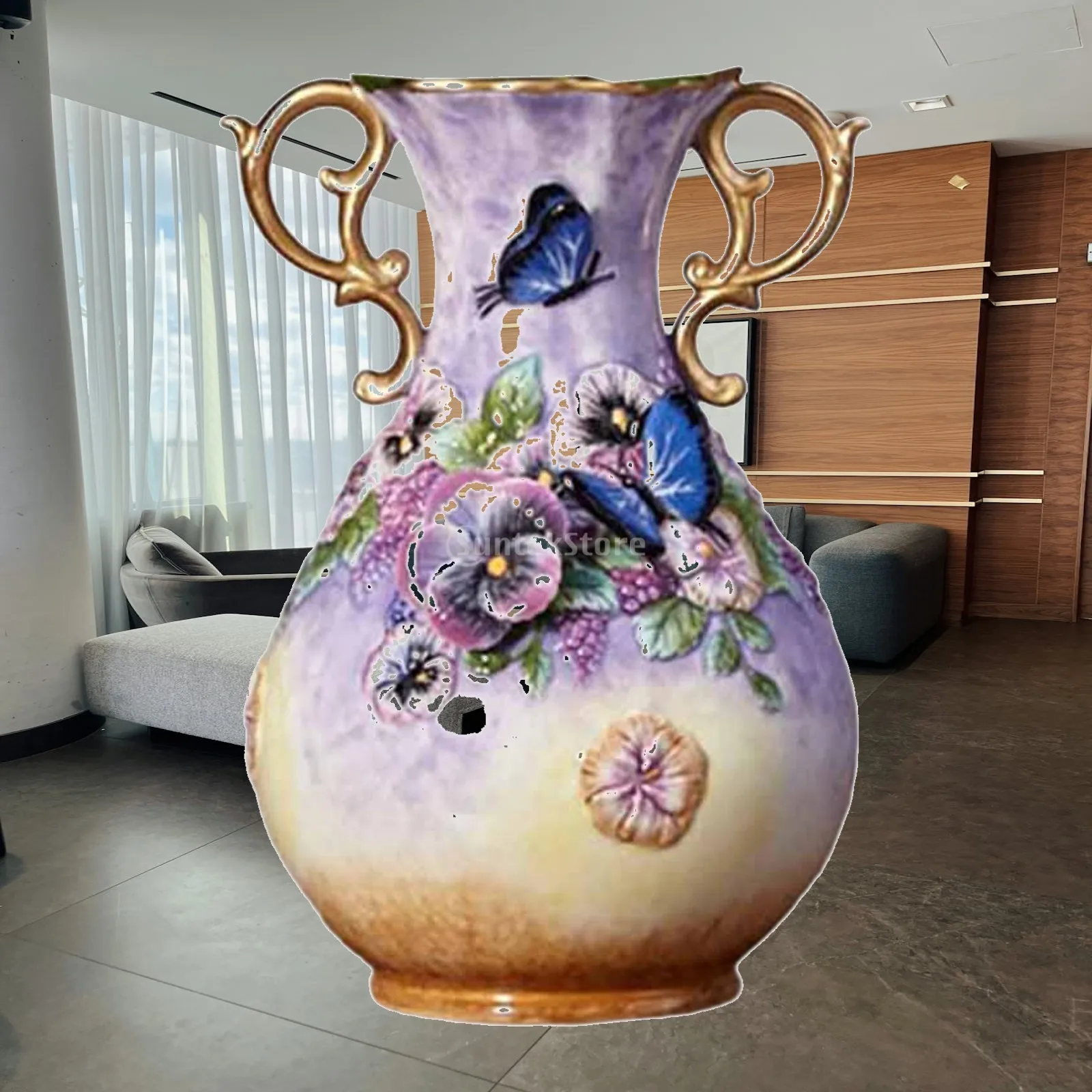 Rustic Ceramic Pitcher Vase Farmhouse Floral Planter Decorative Centerpiece for Dining Table or Office Decor