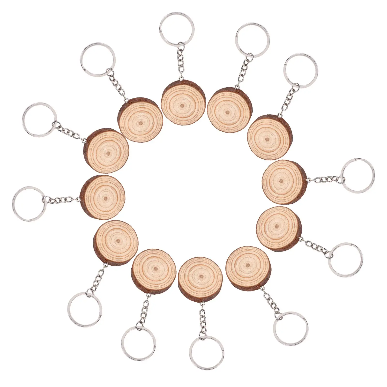 

12 Pcs Pine Chips Hand-painted Keychain Gift Tags Kids Wooden Accessories Delicate Keychains