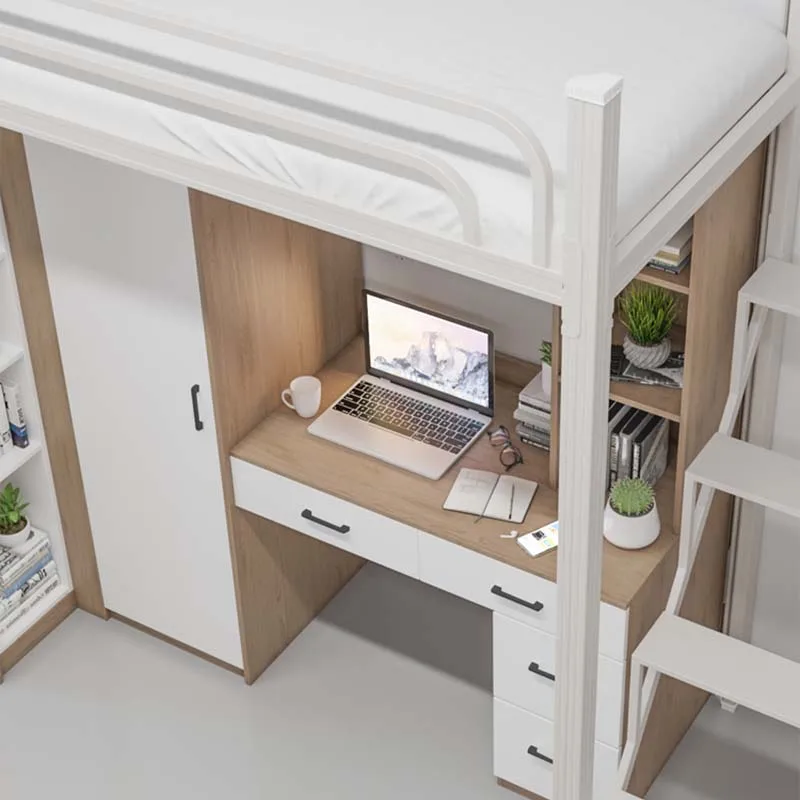 Simple Design Metal Bunk Dormitory Beds With Stairs And Desk Combination For Students-Single Or King Size For Adults Students