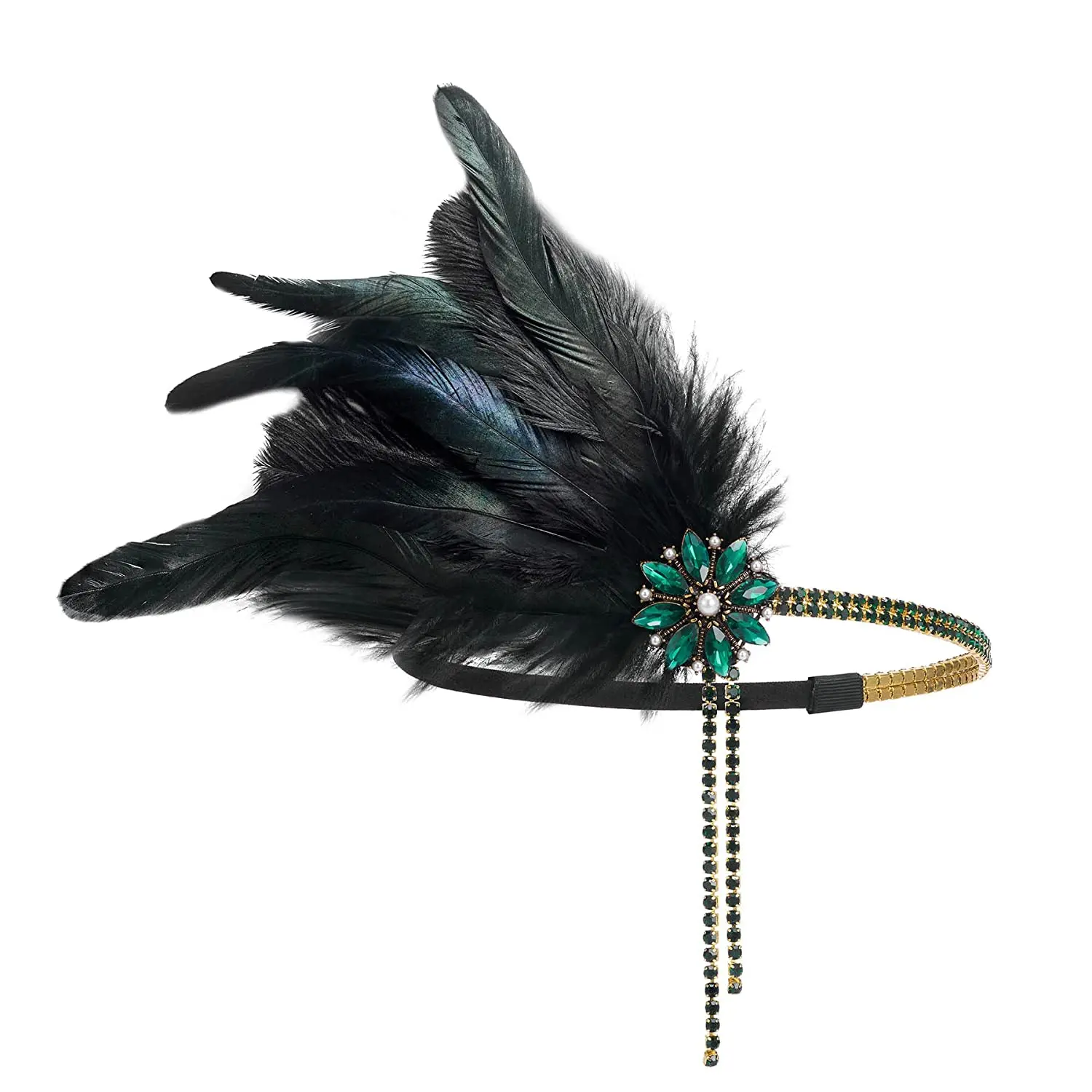 1920s Women Flapper Feather Crystal Headband Great Gatsby Headdress Vintage Party Costume Dress Hair Accessories