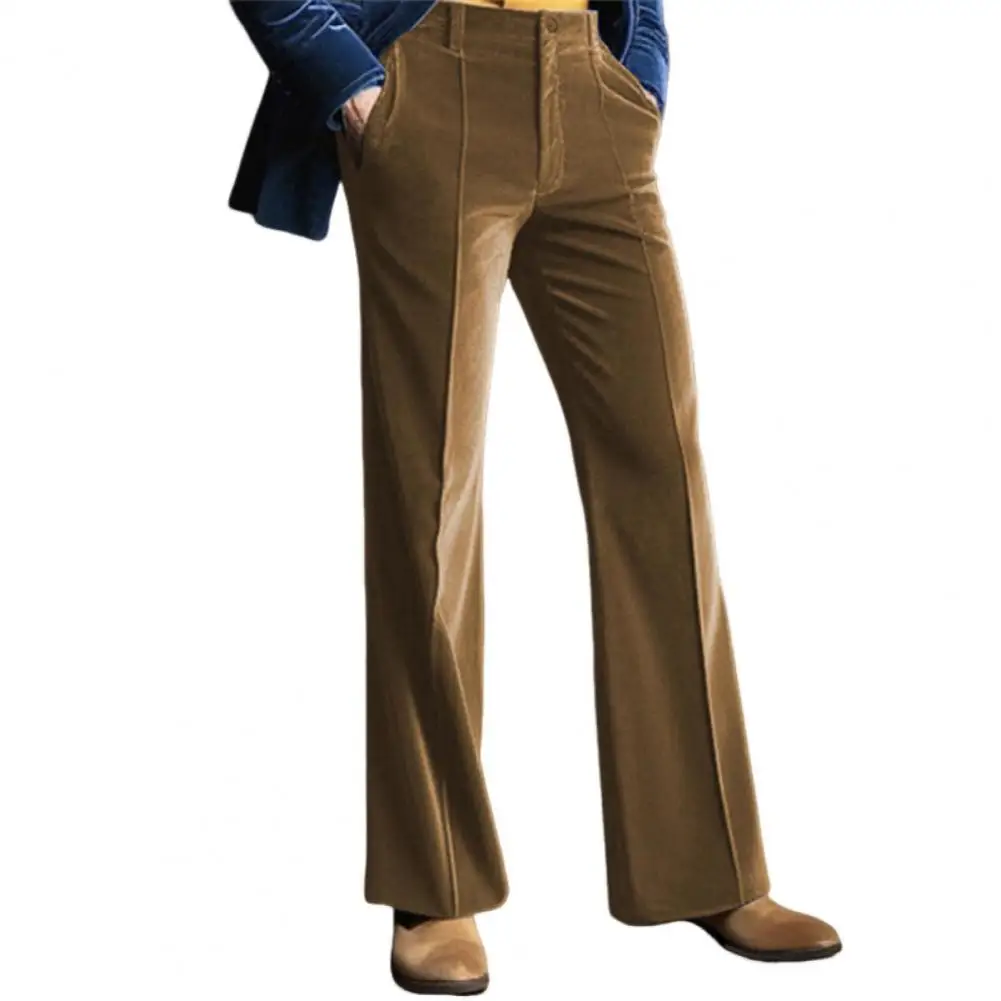 Men Flared Pants Casual Plain Business Dress Pants Pocket Men Formal Trousers Outdoor Daily Wide Leg Fashion Flare Pant