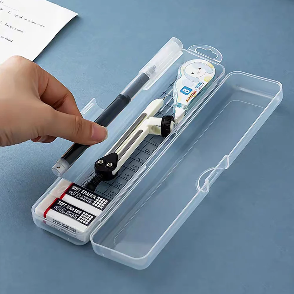 Transparent Plastic Storage Box Organizer Stickers Box Desktop Container Portable Plastic Clear Box Art Tool Case Stationery