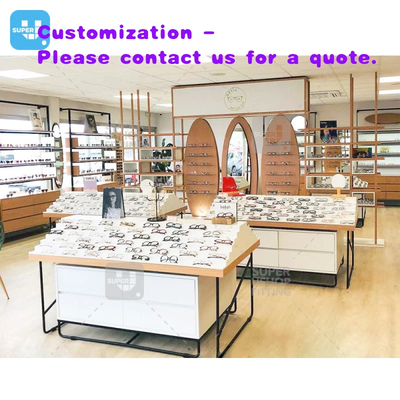 custom.Fashion Eyewear Shop Interior Design Decoration Retail Custom Wooden Glasses Store Display Cabinet Fashion Optical Shop D