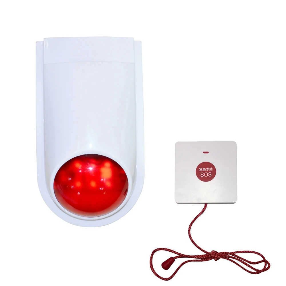 1Set Outdoor Strobe Siren With Wireless RF433MHz Emergency Button For Hospital Wash Room Or Old People Bed Calling