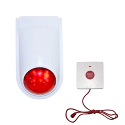 1Set Outdoor Strobe Siren With Wireless RF433MHz Emergency Button For Hospital Wash Room Or Old People Bed Calling