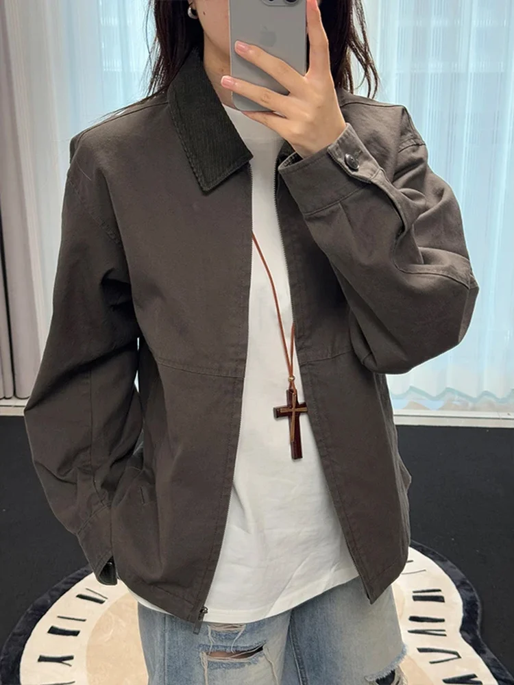 

Vintage Olive een ort Jaet Men's Autumn American Retro High-End Feeling Detroit Workwear Jaet Youth ular Cotton 00%