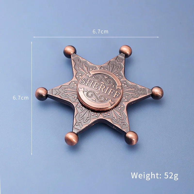 六角形の保安官フィジェットスピナー EDC 金属回転ジャイロスコープ圧力を軽減し、ストレスを軽減するおもちゃの回転抵抗
