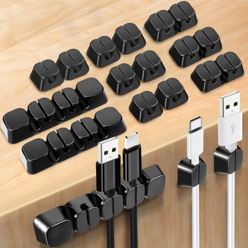 1/3/5/7 Holes Self Adhesive Cable Clips Cord Management Wire Holder Organizer Clamps Desktop Cable Manager Home Office Clips