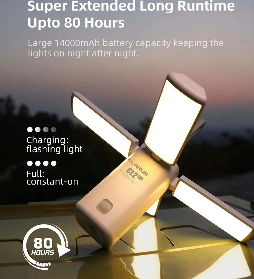 New KLARUS CL2 Pro LED Flashlight Super Large Capacity Camping Lights with 14000mAh Powerbank for Self Defense Emergency Lights