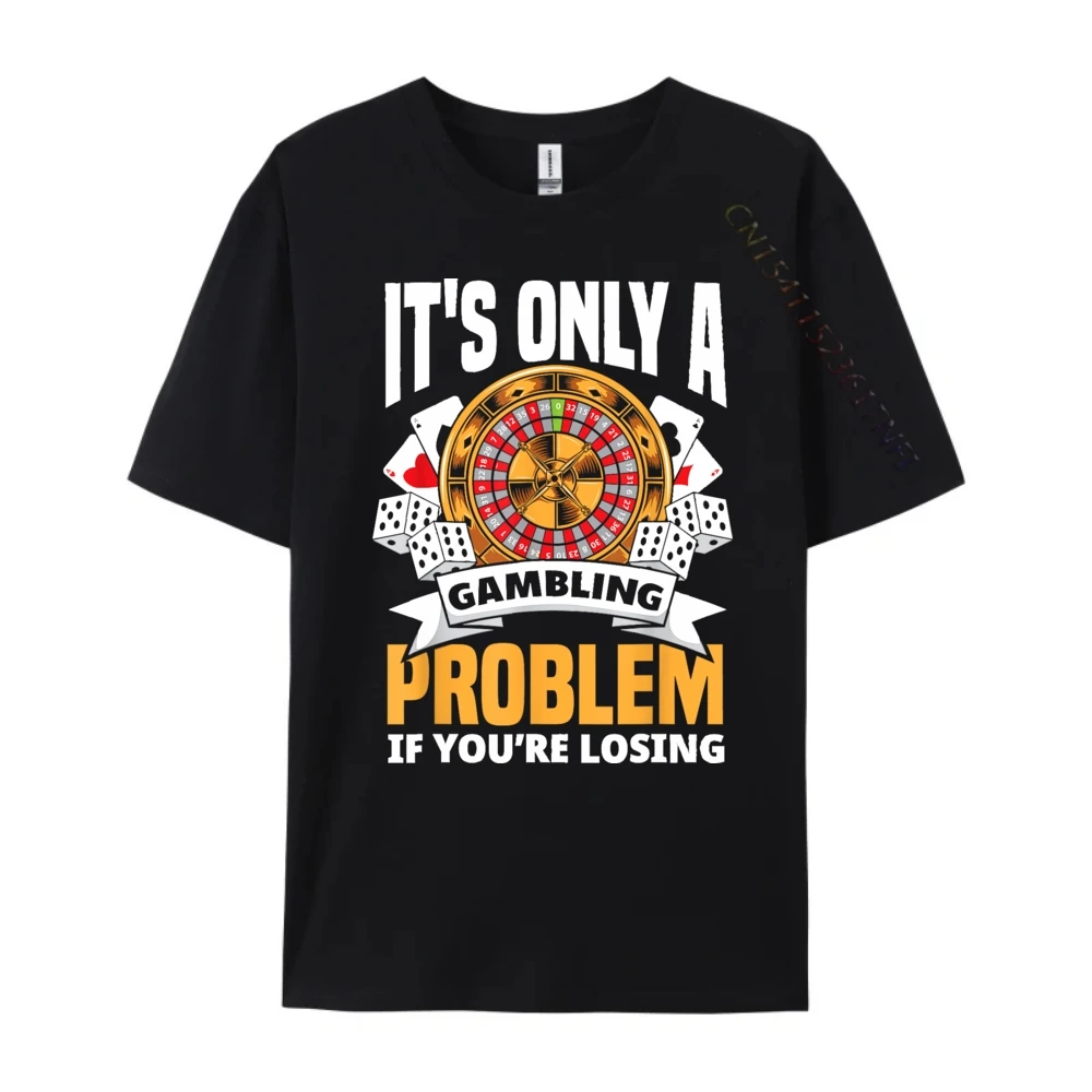 Funny Gambler Roulette Slot Machine Casino Vegas Gambling Graphic Tees Men Youth Natural Clothes Print