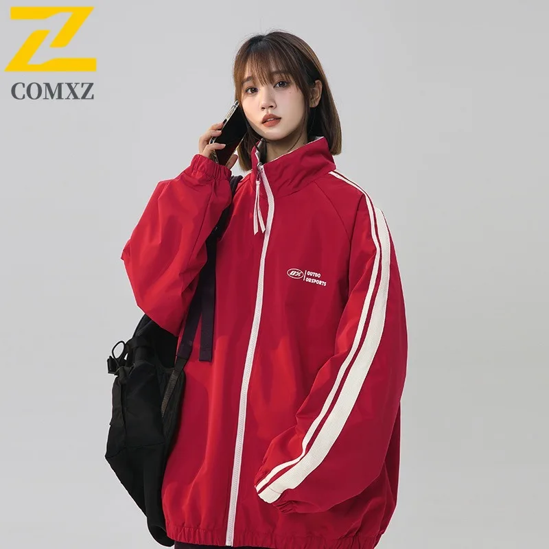 

Trendy Men Jacket American Streetwear Windproof Casual Coat Outdoor Hiking Travel Lightweight Preppy Spring Autumn Outerwear