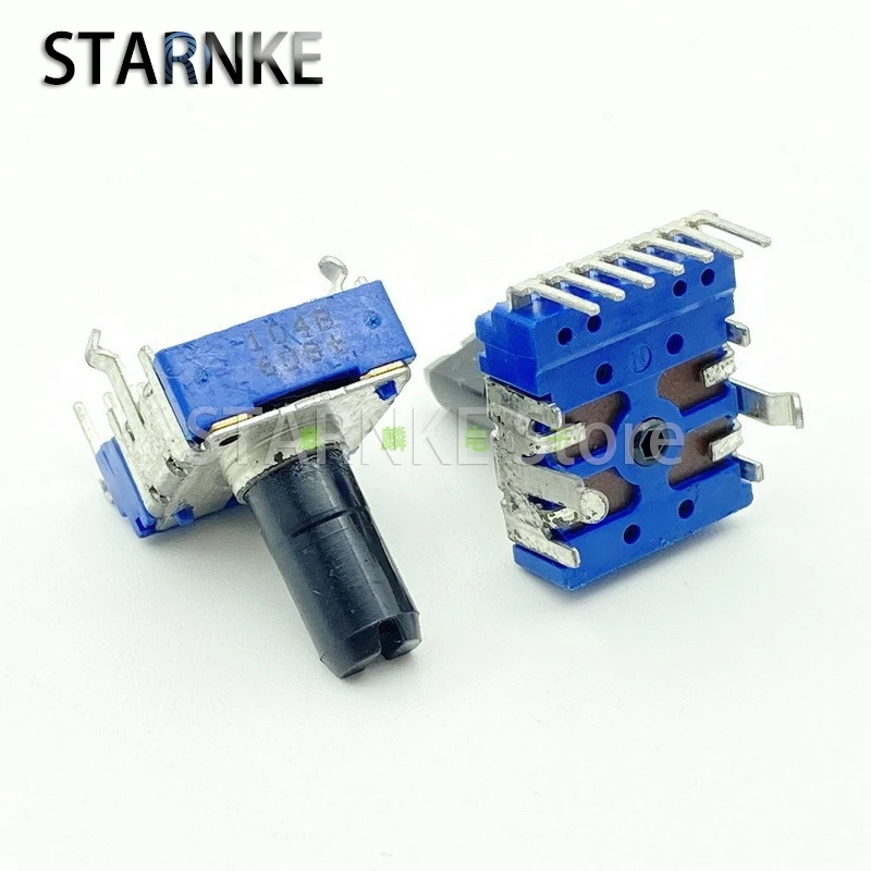 2PCS RK14 Type Dual B100K Vertical Power Amplifier Mixer Volume Balance Potentiometer Single Row 7-Pin D Shaft Length 13mm