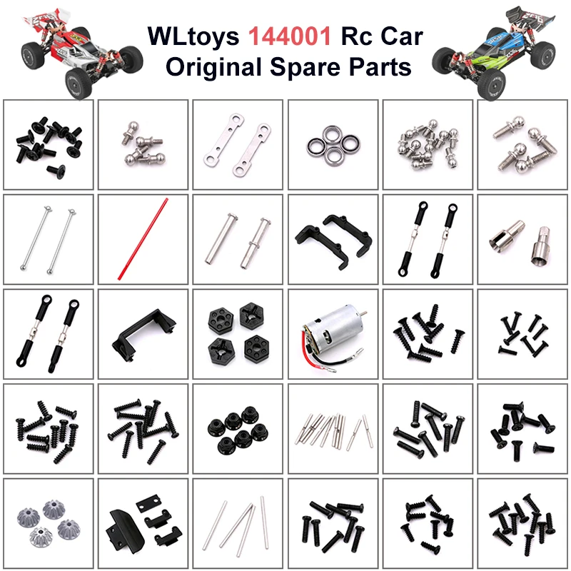 WLtoys 144001 RC Car Spare Parts 4WD Metal Swing Arm Reinforcement Ball Screw Set Bearing Central Transmission Axis Motor 1/14